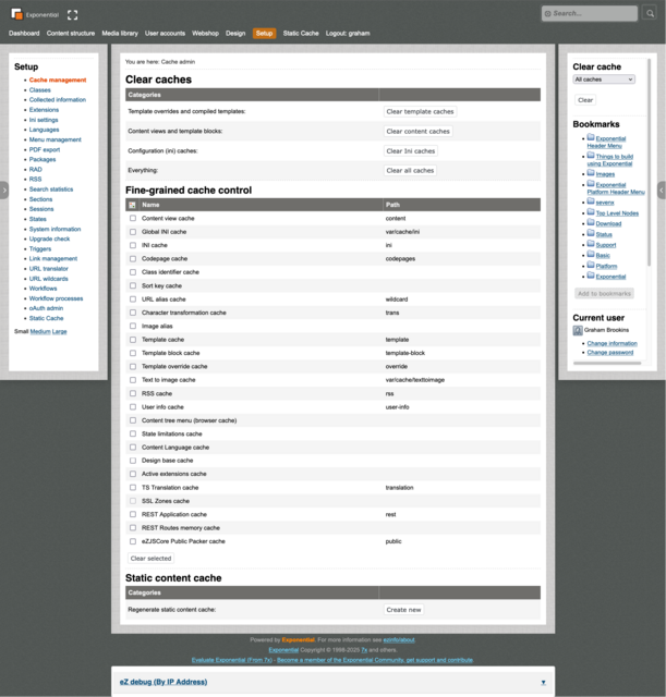 Exponential Project - Admin Cache admin